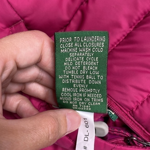 Vintage L.L. Bean 0 BDC9 Pink Gray Reversible Down Puffer Vest Size Large - Picture 7 of 8